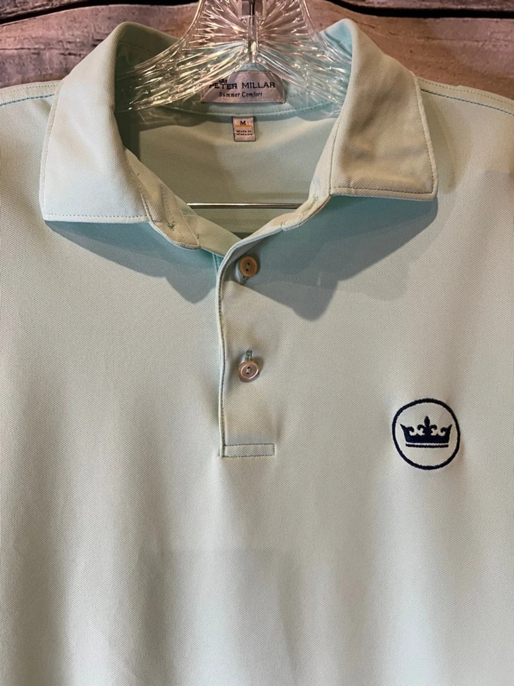 Peter Millar Summer Comfort Light Teal Blue Crown Logo Polo - Picture 3 of 7